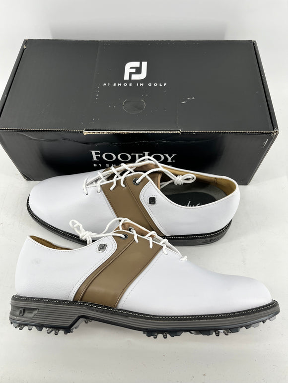 Footjoy Myjoys Premiere Series Packard Golf Shoes Custom White Brown 9.5 XW
