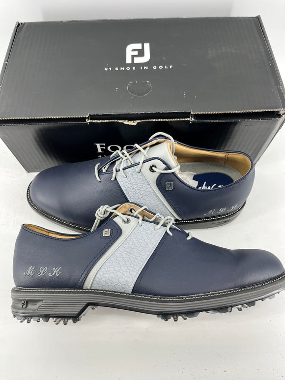 Footjoy Myjoys Premiere Series Packard Golf Shoes Navy Blue Gray Initials 11 M