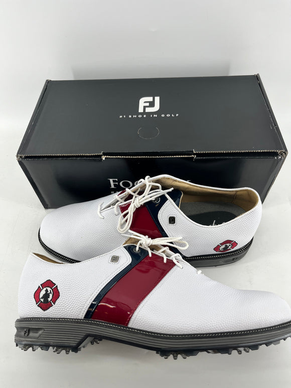 Footjoy Myjoys Premiere Series Packard Golf Shoes White Red Firefighter 12 XW