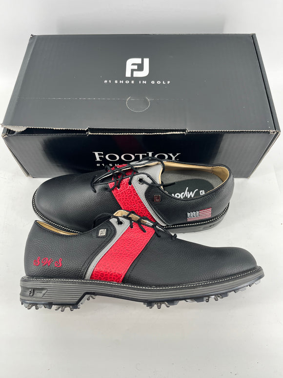 Footjoy Myjoys Premiere Series Packard Golf Shoes Black USA Initials 8 Narrow