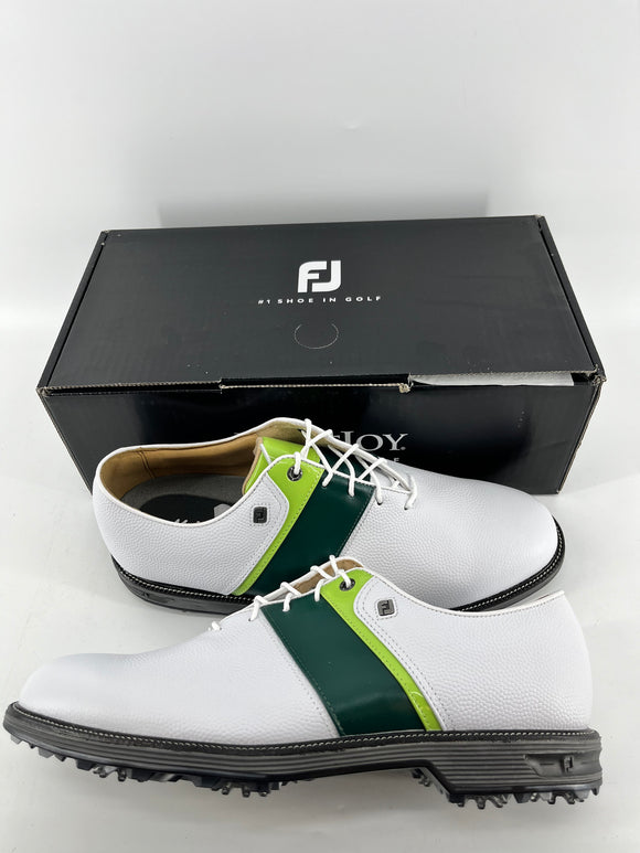 Footjoy Myjoys Premiere Series Packard Golf Shoes Pebble White Custom Green 12 M