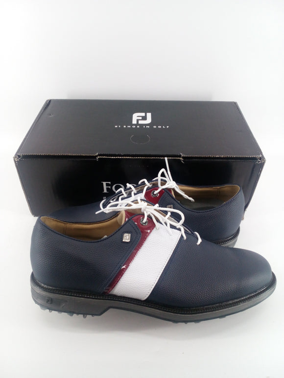 Footjoy Myjoys Premiere Series Packard Golf Shoes Navy White Red Patent 11.5 M