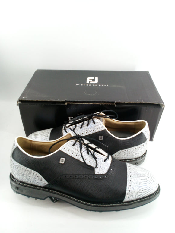 Footjoy Myjoys Premiere Series Tarlow Golf Shoes Black Custom Print 11.5 Wide