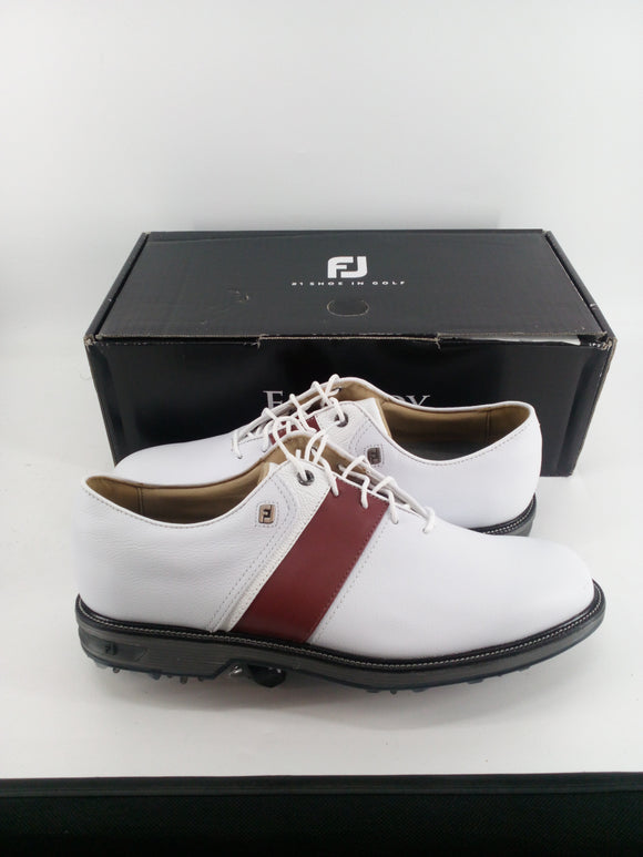 Footjoy Myjoys Premiere Series Packard Golf Shoes White Burgundy 11 M