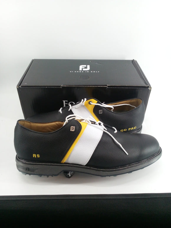 Footjoy Myjoys Premiere Series Packard Golf Shoes Black Yellow White 14 Wide